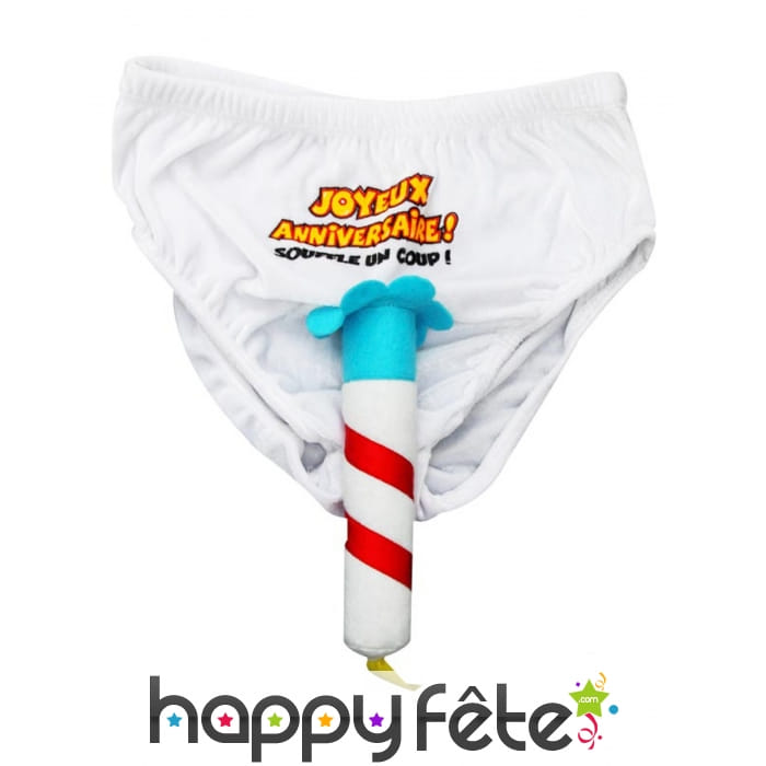 Slip Joyeux anniversaire avec fausse bougie, homme