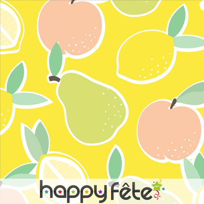 Serviettes jaunes dessins de fruits