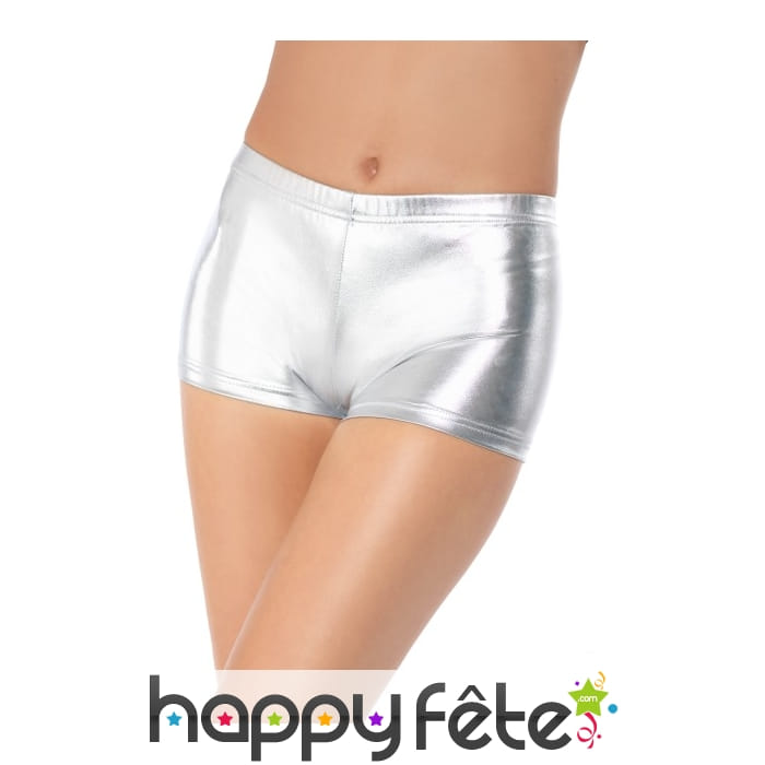 Short moulant argenté effet mouillé