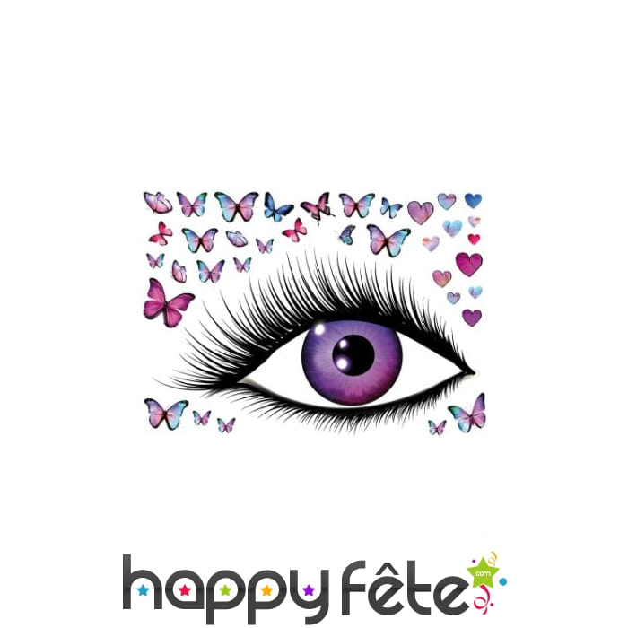 Stickers muraux papillons et oeil multicolores