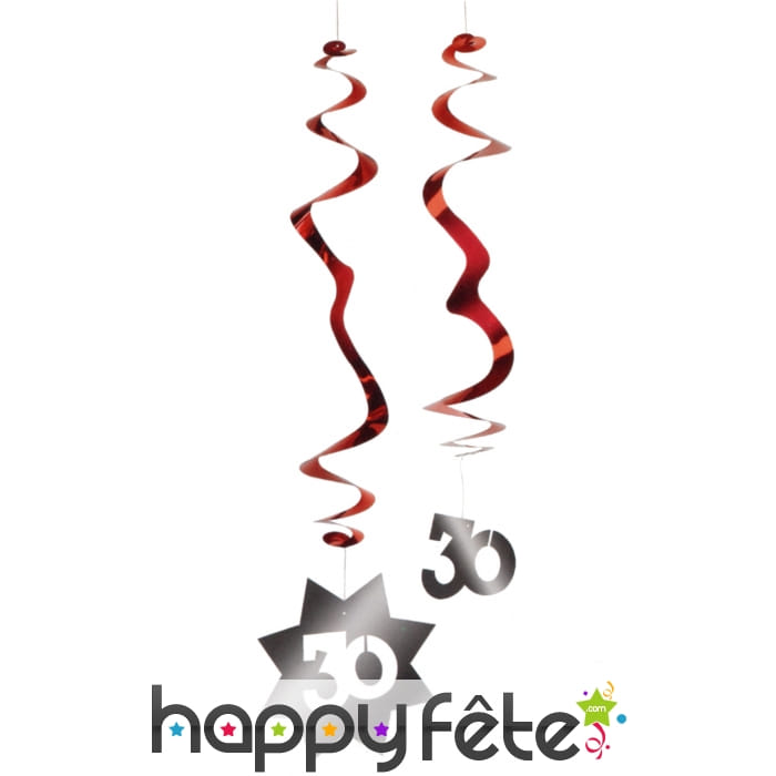 Suspension métalisée rouge 30 ans