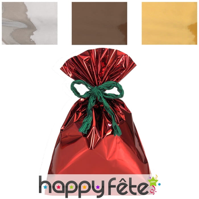 Sac metal uni argenté de 35 x 50 cm