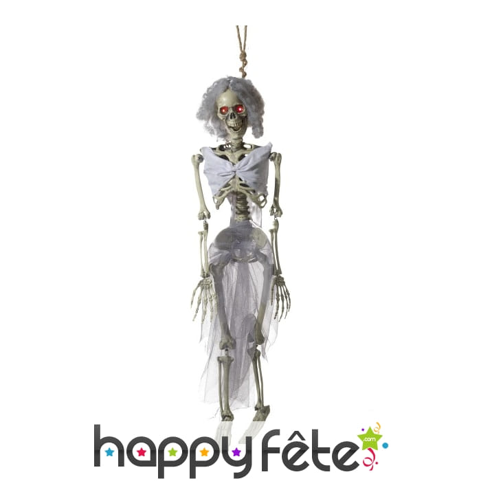 Squelette mariée yeux lumineux à suspendre