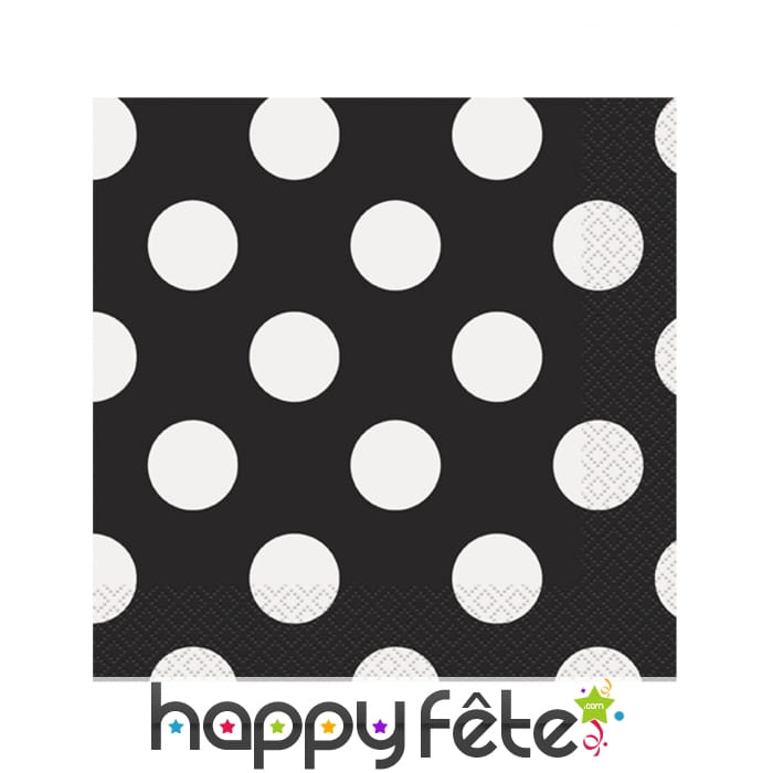 Serviettes noires à pois blancs, en papier