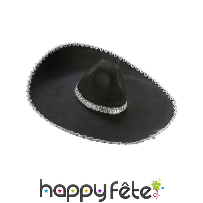 Sombrero noir contour argenté