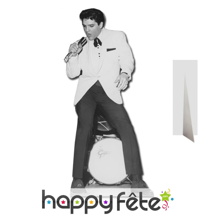 Silhouette noire et blanche de Elvis au micro