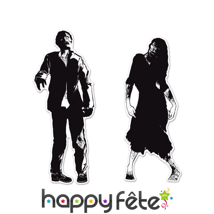 Silouhettes noire et blanche de zombies