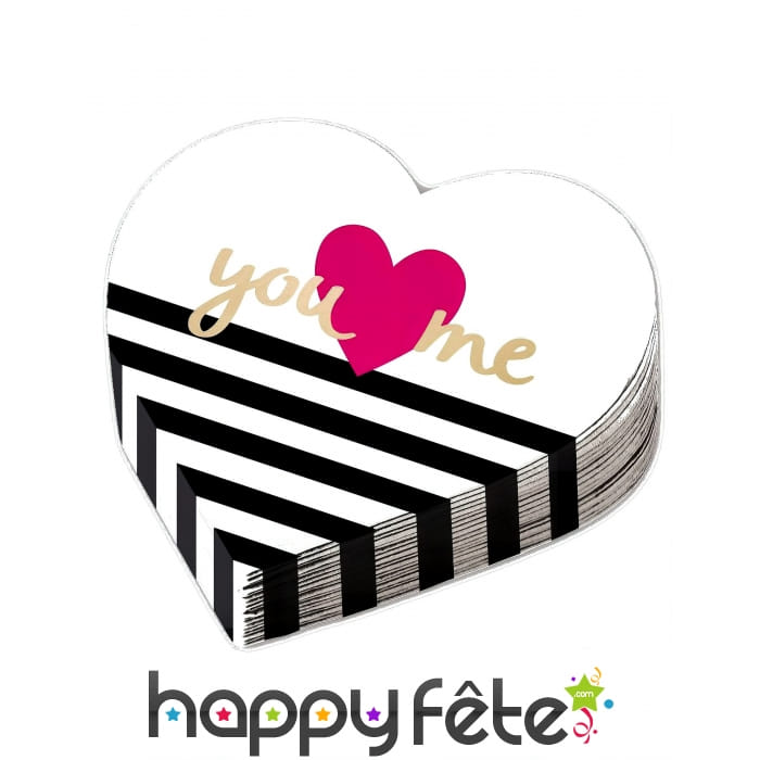Serviettes Papier Coeur you love me