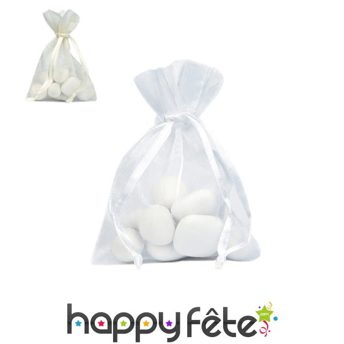 Sachets pour dragées en tissu organdi de 12x17 cm