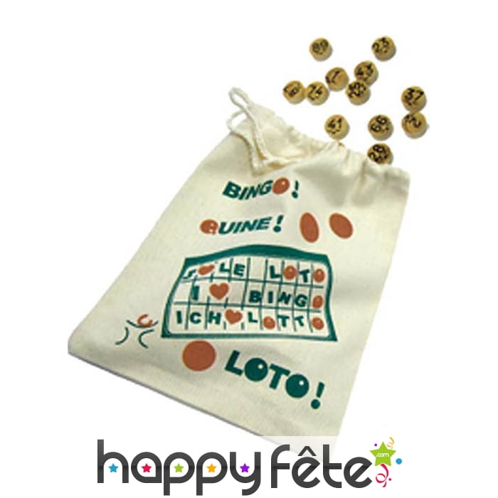 Sac pour jetons de loto en toile