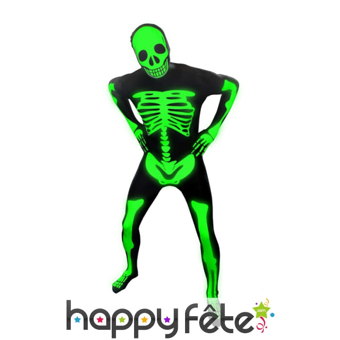 Squelette phosphorescent seconde peau