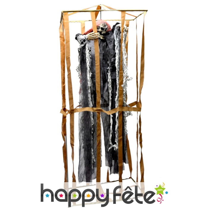 Squelette qui bouge dans sa cage avec son