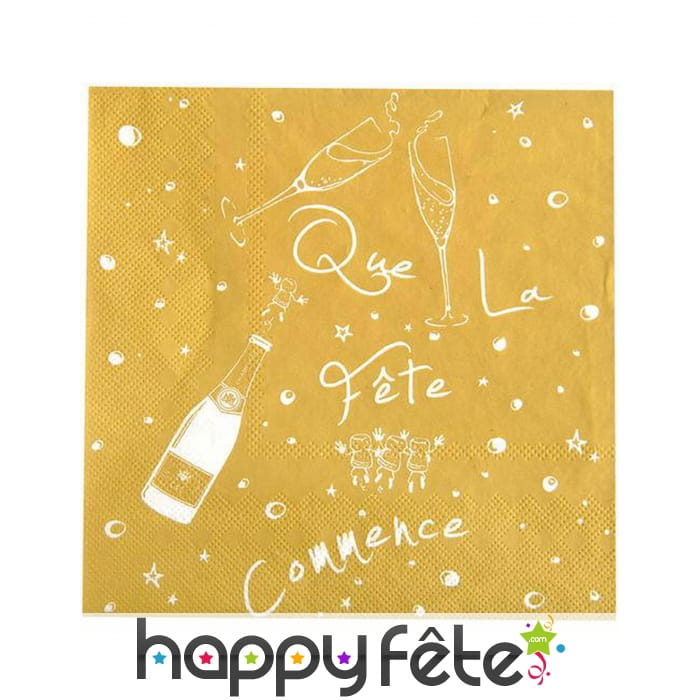Serviettes Que la fête commence dorées