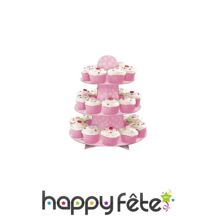 Support rose 3 étages pour cupcakes