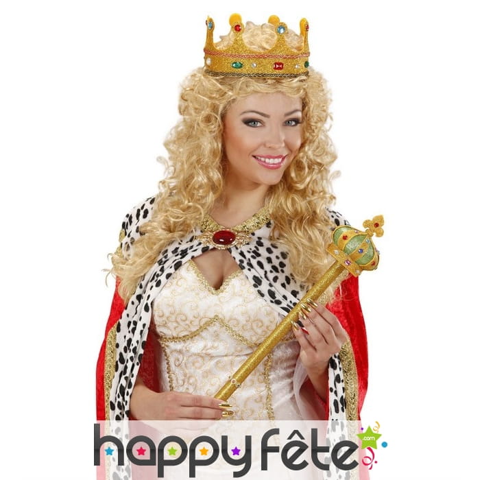 Sceptre royal doré surmonté d'une couronne