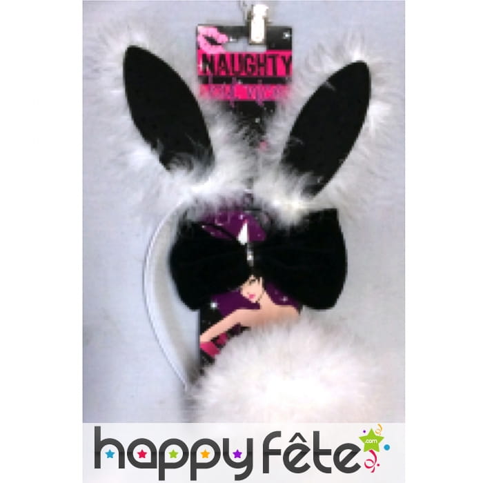 Set sexy de lapin noir et blanc avec froufrous