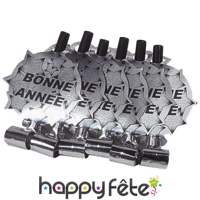Sifflet sans gênes bonne année argentés