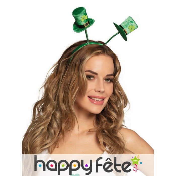 Serre-tête avec chapeaux Saint Patrick sur ressort