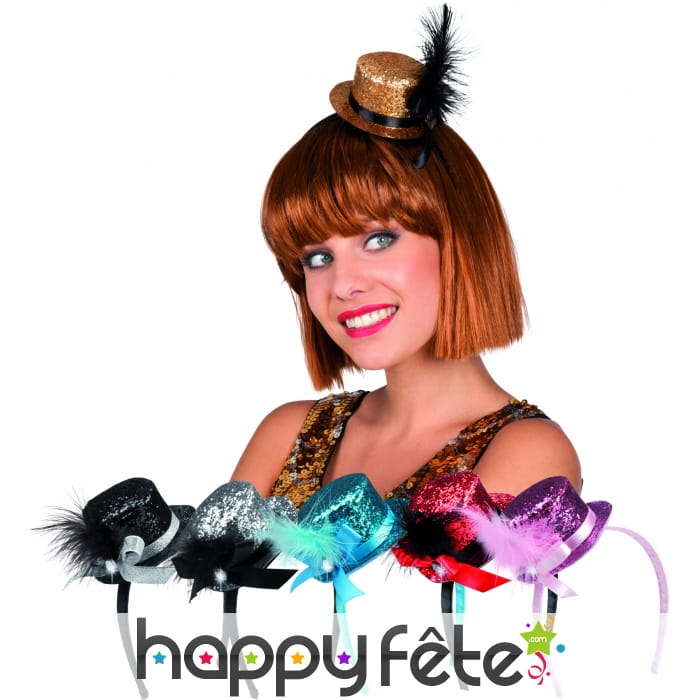 Serre tète avec mini chapeau de cabaret