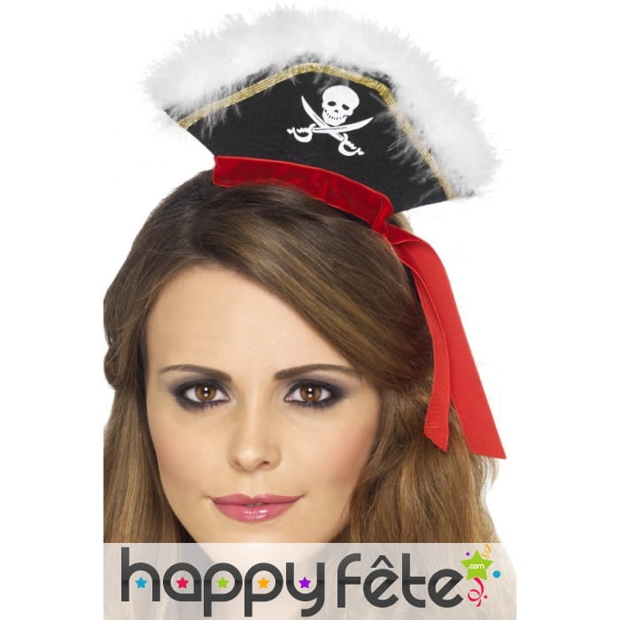 Serre-tête avec mini chapeau pirate