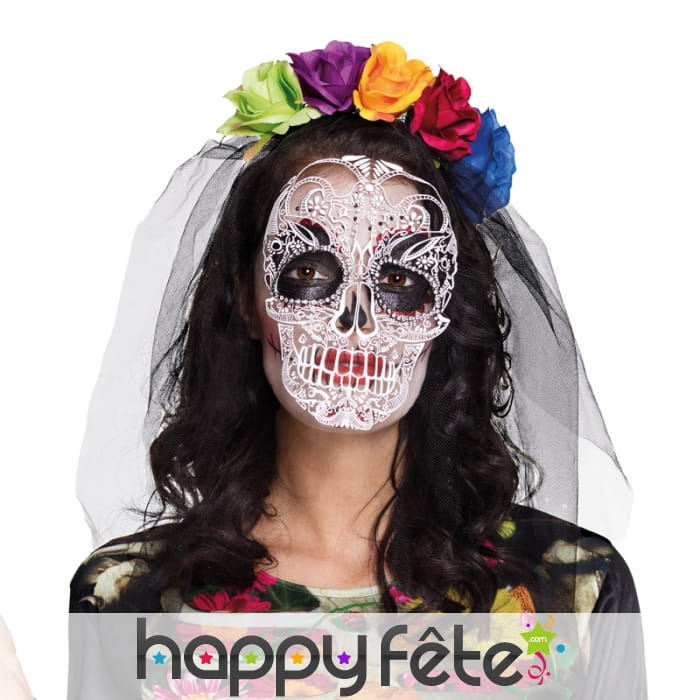 Serre tête avec voile squelette jour des morts