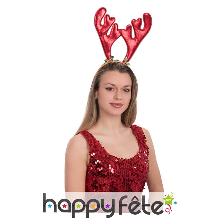 Serre-tête bois de renne rouge brillant adulte
