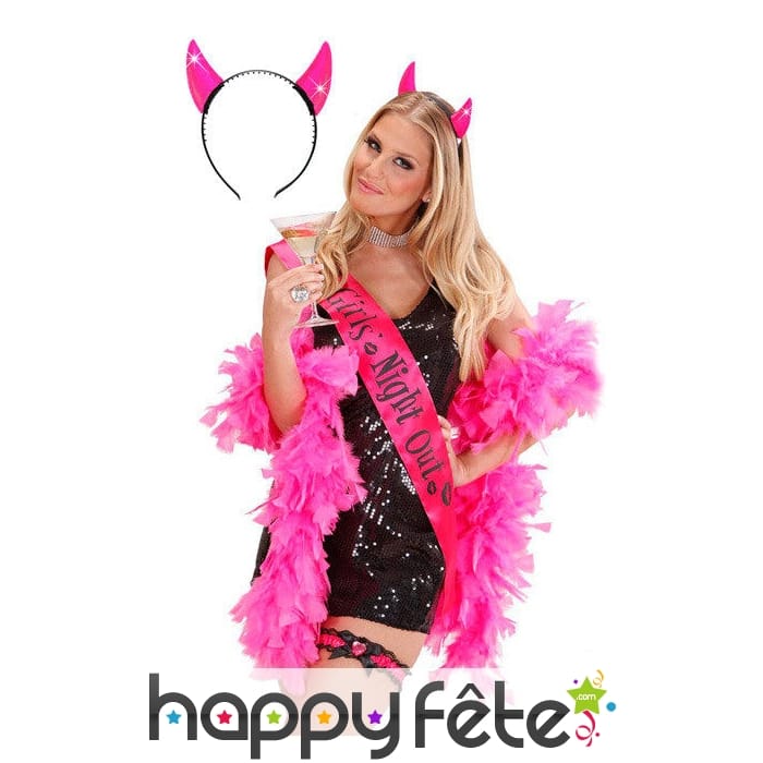 Serre-tête cornes rose de diable