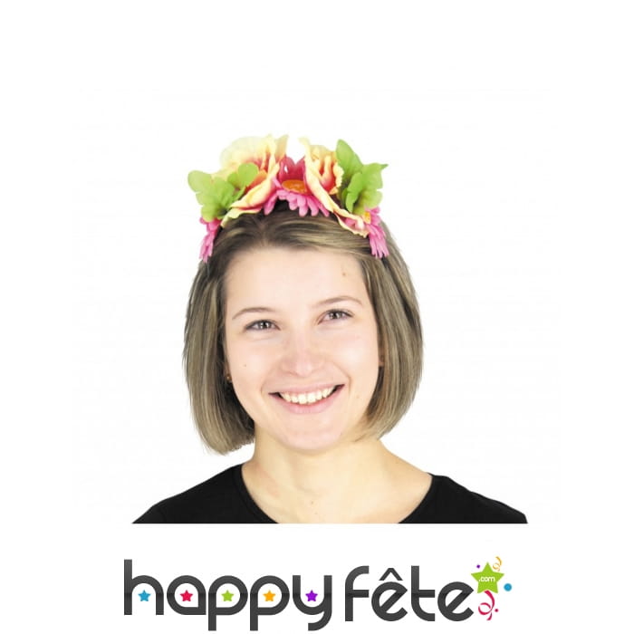 Serre-tête couronne de fleurs colorées pour adulte