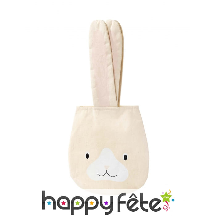 Sac tête de lapin beige en tissus de 34 cm
