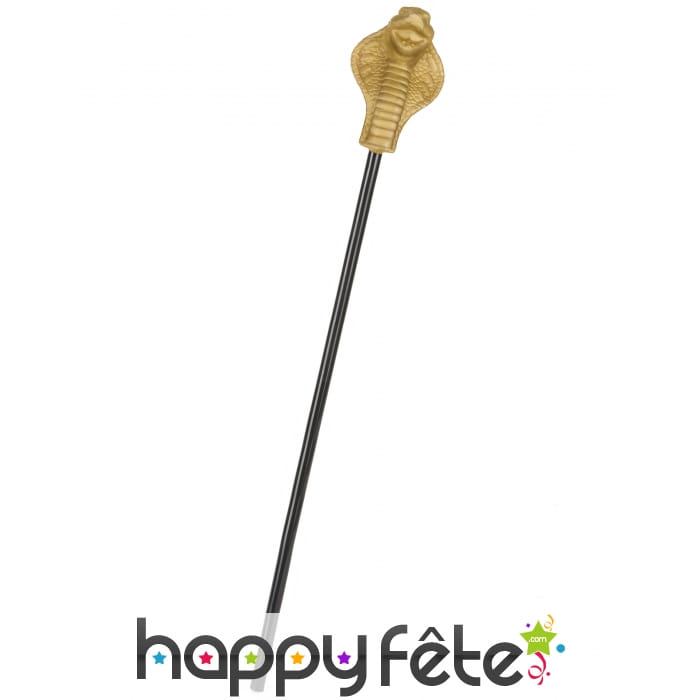 Sceptre tête de serpent doré, 58cm