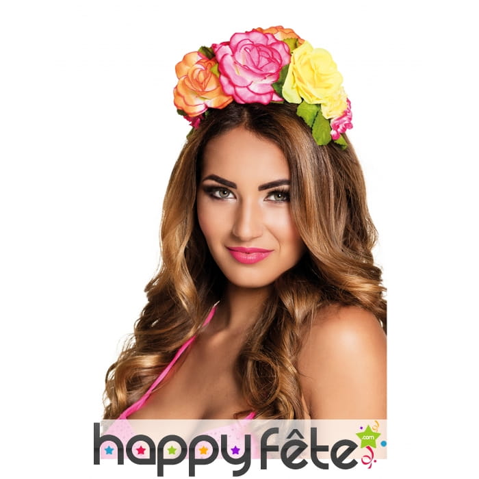 Serre-tête de grosses fleurs colorées