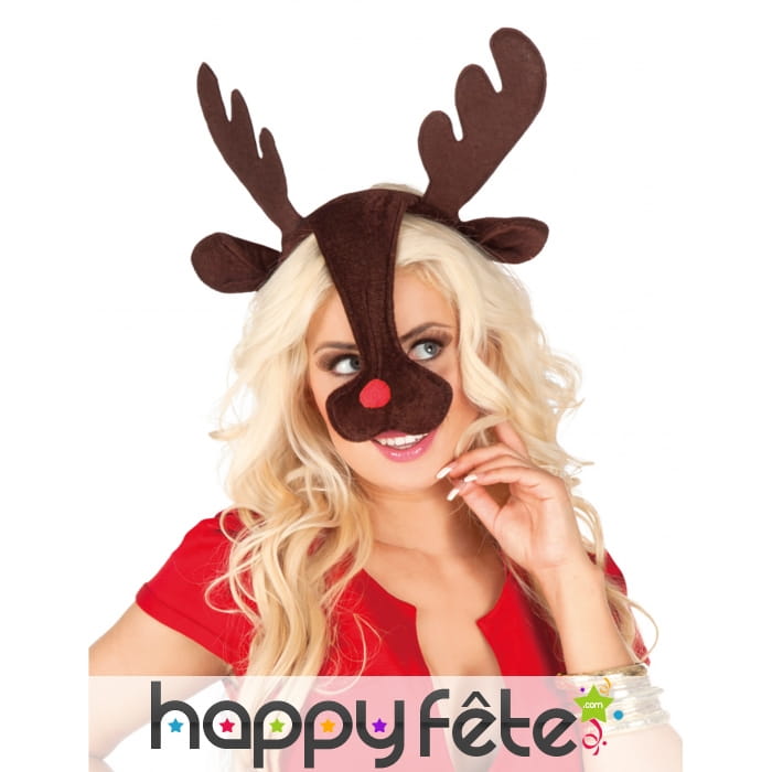 Serre-tête de Renne et son nez rouge pour adulte