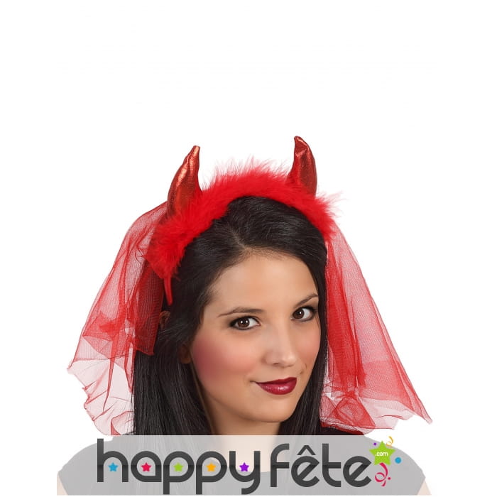 Serre tête diablotine rouge avec voilette