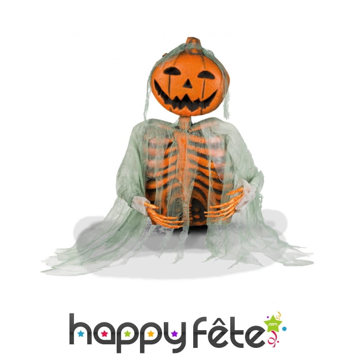 Squelette tête de citrouille 52cm