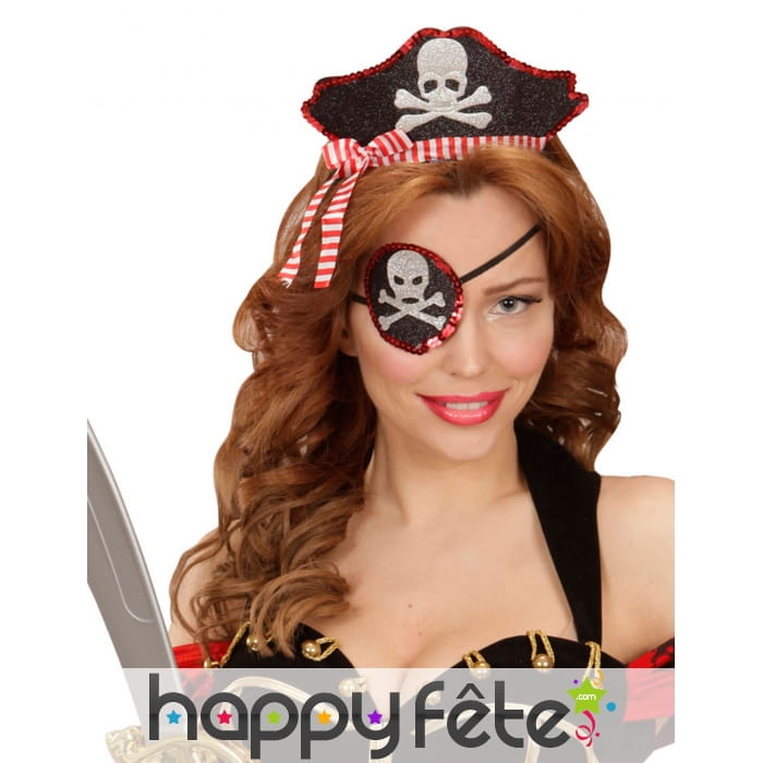 Serre tête femme pirate girly avec cache oeil