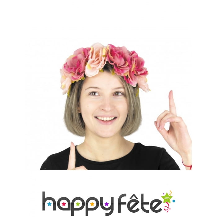 Serre-tête fleuri de grosses roses pour adulte