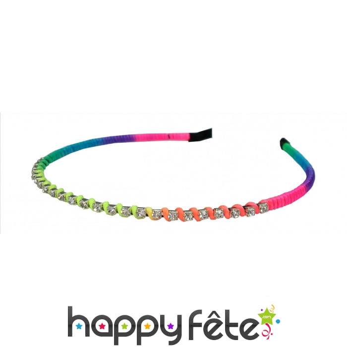 Serre-tête fluo avec strass pour enfant