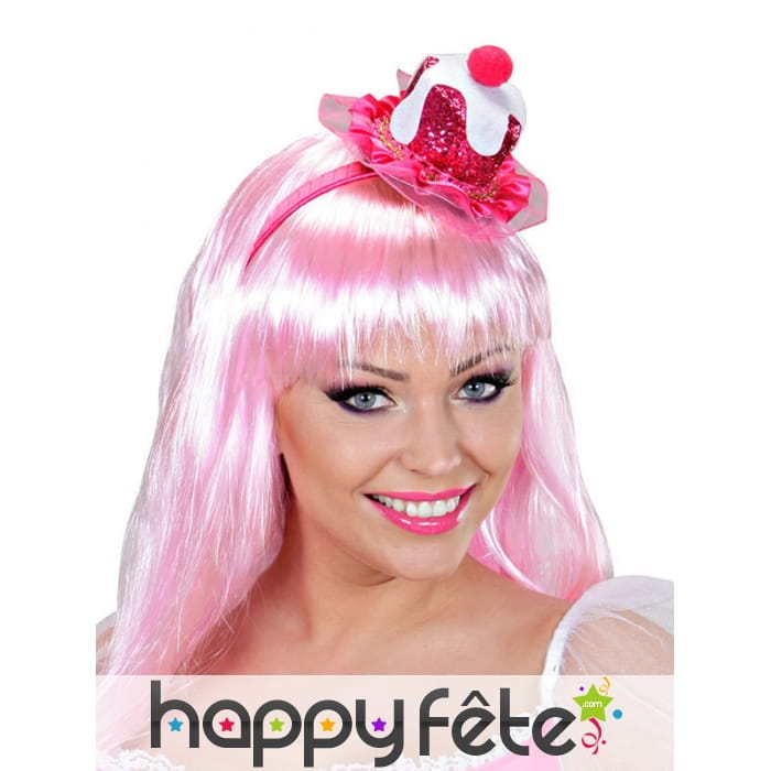 Serre tete haut de forme cup cakes pailettes