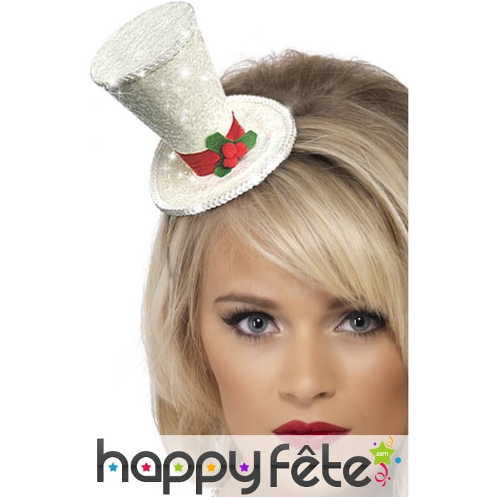 Serre-tête mini haut de forme blanc