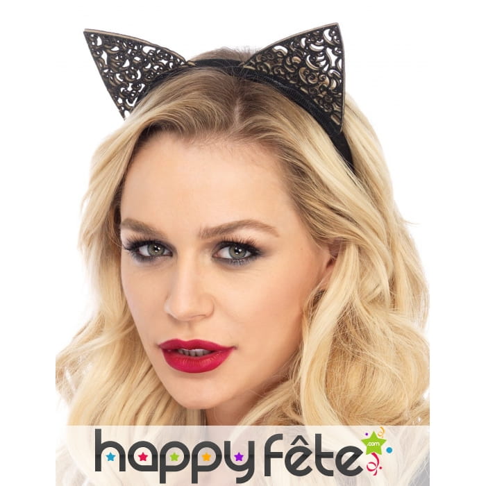 Serre tête oreilles de chat en filigrane