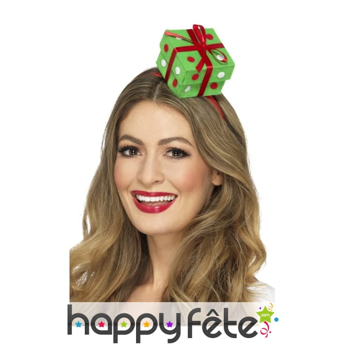 Serre tête paquet cadeau vert