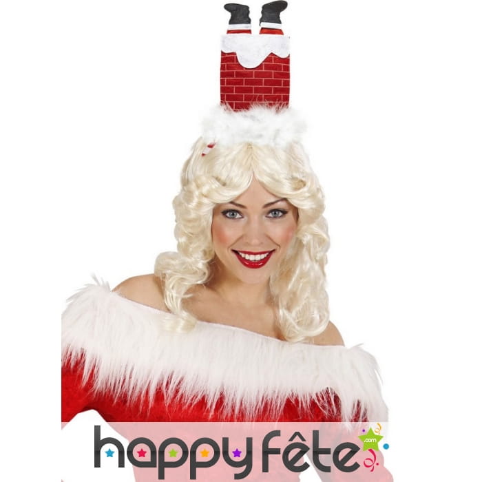 Serre tête Père Noël dans la cheminée
