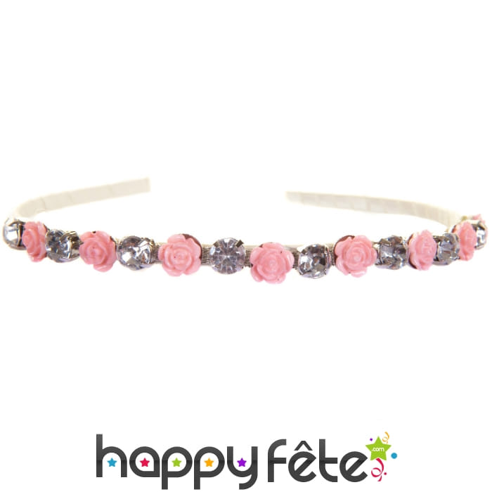 Serre-tête petites fleurs et strass pour enfant