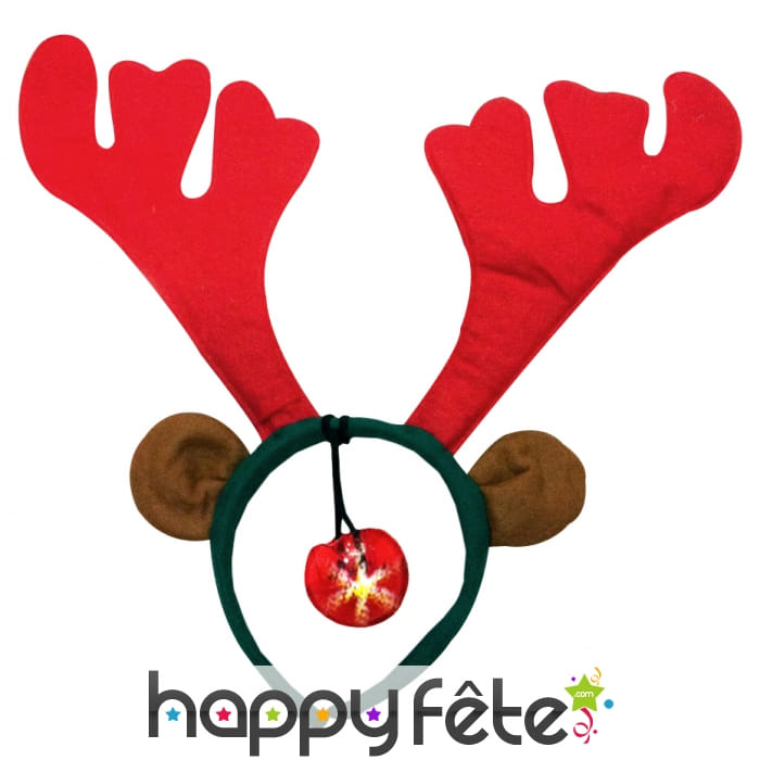 Serre tête renne et nez lumineux