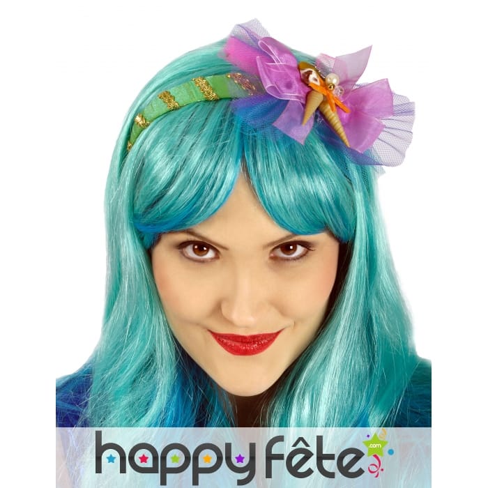 Serre-tête vert et doré de sirène