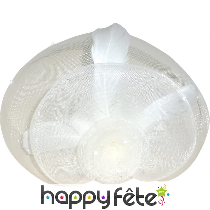 Serre-tète voilette ivoire avec perles et plumes