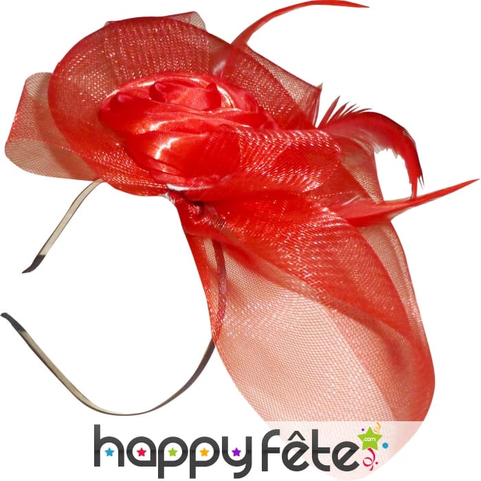 Serre tète voilette rouge à plumes