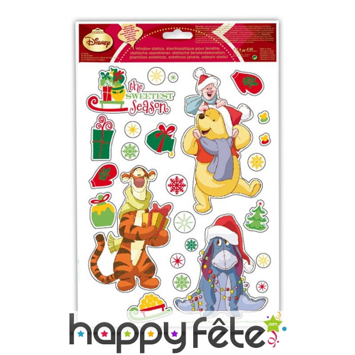 Stickers Winnie l'ourson de Noël, électrostatiques