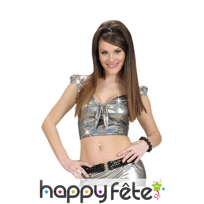 Top argenté holographique pour femme