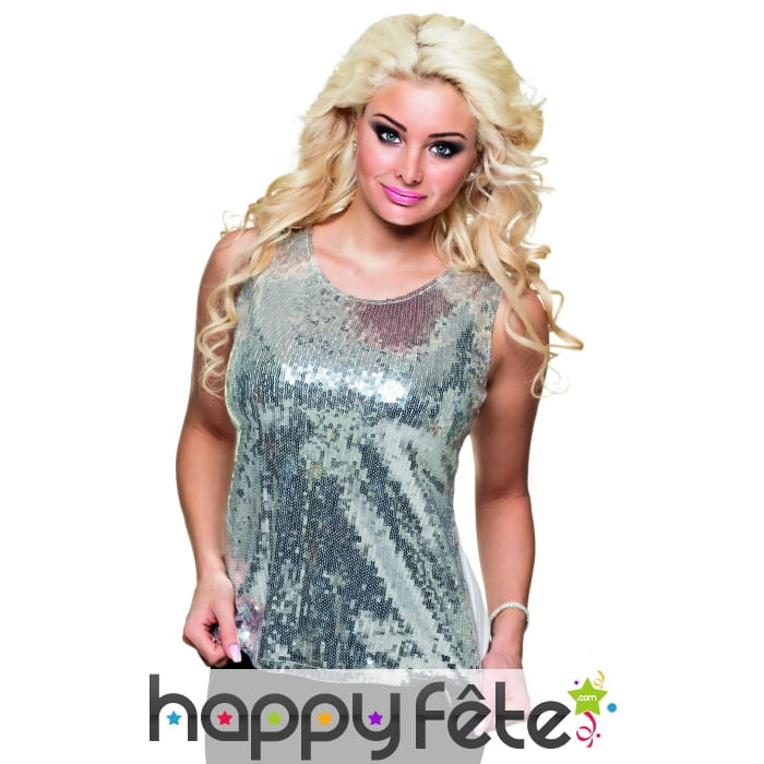 Top argenté recouvert de sequins